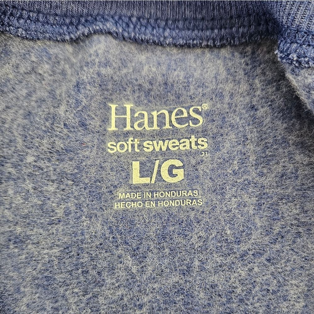 Hanes Soft Sweats Heathered Blue Long Sleeve Crew Neck Sweatshirt Size L - Picture 6 of 8